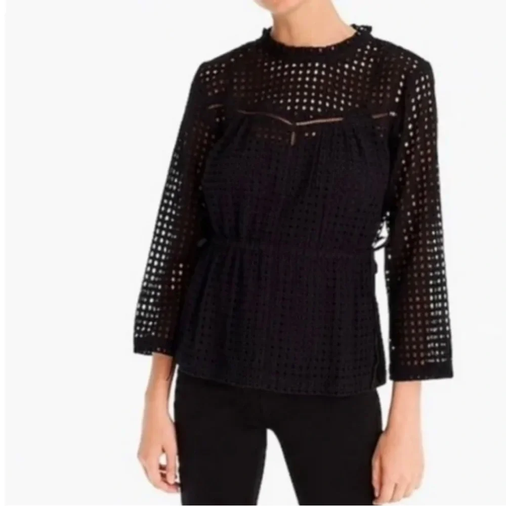 Point Sur Black Eyelet 3/4 Slv Top• 10 - Picture 4 of 8